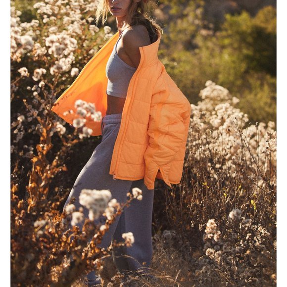 NWT FP MOVEMENT Pippa Packable Puffer Jacket / Neon Orange - RARE Color - XS - Picture 1 of 16
